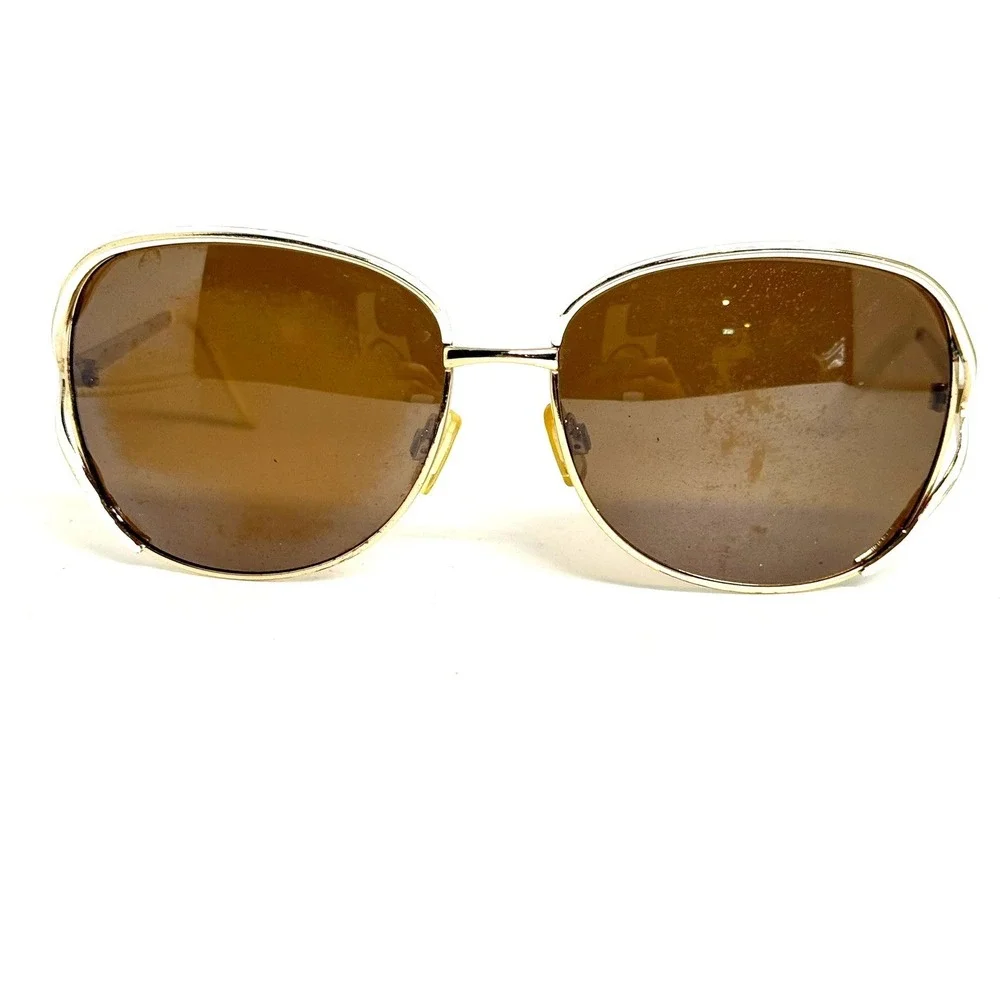 Steve Madden Polarized Sunglasses S5226P GLDWH Gold White Butterfly Oversized